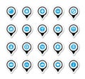 Map location markers, pointers icons set Royalty Free Stock Photo