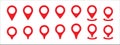 Map location pin icon vector set. Map position marker point icon illustration. Variation designs template. Red color