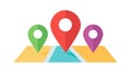 Map with Location Pins Flat Vector Icon for Navigation, vector design Generative AI Royalty Free Stock Photo