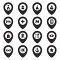 Map locators vector icon set. Map pins vector icons.