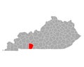 Map of Logan in Kentucky