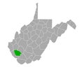 Map of Logan in West Virginia