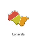 Map Of Lonavala City Modern Simple Geometric, illustration vector design template