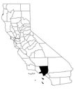 Map of los Angeles County in California state on white background. single County map highlighted by black colour on California map Royalty Free Stock Photo