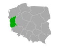 Map of Lubuskie in Poland Royalty Free Stock Photo