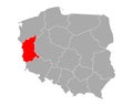 Map of Lubuskie in Poland Royalty Free Stock Photo