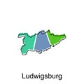 map of Ludwigsburg vector design template, national borders and important cities illustration