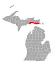 Map of Mackinac in Michigan