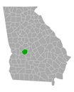 Map of Macon in Georgia