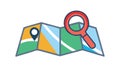 Map with Magnifying Glass Search Icon, vector design Generative AI Royalty Free Stock Photo