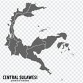 Blank map Central Sulawesi province of Indonesia. High quality map Central Sulawesi with municipalities