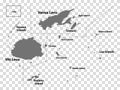 Blank map Fiji in gray. Every Island map is with titles. High quality map of Fiji with districts on transparent background for yo