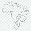 Blank map of Brazil. High quality map  Federal Republic of Brazil with provinces on transparent background for your web site desig Royalty Free Stock Photo