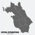 Blank map Central Ostrobothnia Region of Finland. High quality map Central Ostrobothnia