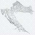 Blank map of Croatia. Districts of Croatia map. High detailed vector map Republic of Croatia on transparent background for your