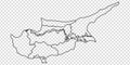 Blank map of Cyprus. High quality map of Cyprus with regions on transparent background