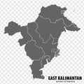 Blank map East Kalimantan province of Indonesia. High quality map East Kalimantan with municipalities