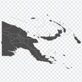 Blank map of Papua New Guinea. High quality map Papua New Guinea with provinces on transparent background for your web site design