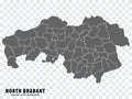 Blank map Province North Brabant of Netherlands. High quality map North Brabant with municipalities