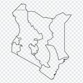 Blank map Republic of Kenya. High quality map of Kenya with provinces on transparent background for your web site design, logo, a