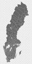 Blank map of Sweden in gray. Map of administrative divisions of Sweden. High detailed vector map Kingdom of Sweden