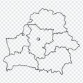 Blank map Republic of Belarus. High quality map of Belarus with districts on transparent background for your web site design, log