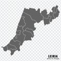Map Leiria District on transparent background. Leiria District map with municipalities in gray