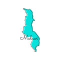 Map of Malawi Vector Design Template.