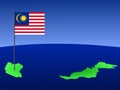 Map of Malaysia with flag Royalty Free Stock Photo