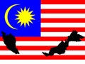 Map of Malaysia and Malaysian flag Royalty Free Stock Photo