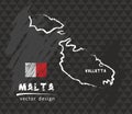 Map of Malta, Chalk sketch vector illustration