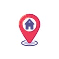 Map marker with home flat icon Royalty Free Stock Photo