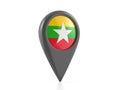 Map marker with Myanmar flag