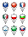 Map marker national flag set Royalty Free Stock Photo