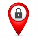 Map marker with padlock symbol Royalty Free Stock Photo