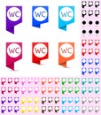 Map marker or pointer, angular marker mock up with round white background in different colors. Ready marker template Royalty Free Stock Photo