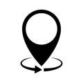 Map marker rotation icon. 360 degree rotation. Location pointer vector icon.
