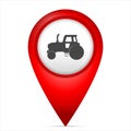 Map marker with tractor symbol Royalty Free Stock Photo