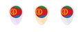 Map markers with flag of Eritrea, 3 color versions Royalty Free Stock Photo