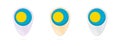 Map markers with flag of Palau, 3 color versions Royalty Free Stock Photo