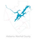 Map of Marshall county in Alabama