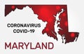 Map of Maryland state and coronavirus infection.