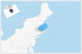 Map of Massachusetts with a pinned blue pin. Pinned flag of Massachusetts Royalty Free Stock Photo