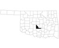 Map of McClain County in Oklahoma state on white background. single County map highlighted by black colour on Oklahoma map. UNITED Royalty Free Stock Photo