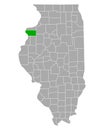 Map of Mercer in Illinois