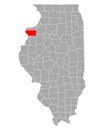 Map of Mercer in Illinois