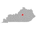 Map of Mercer in Kentucky