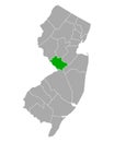 Map of Mercer in New Jersey