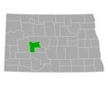 Map of Mercer in North Dakota