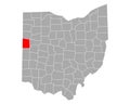 Map of Mercer in Ohio